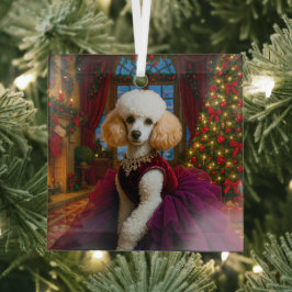 Lady Violet White Poodle Holiday Ornament Aus Glas