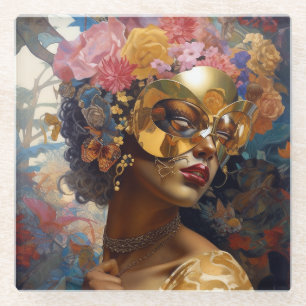 Lady Wear Mask Black Fantasy Art Glasuntersetzer