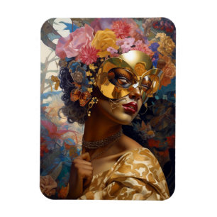 Lady Wear Mask Black Fantasy Art Magnet