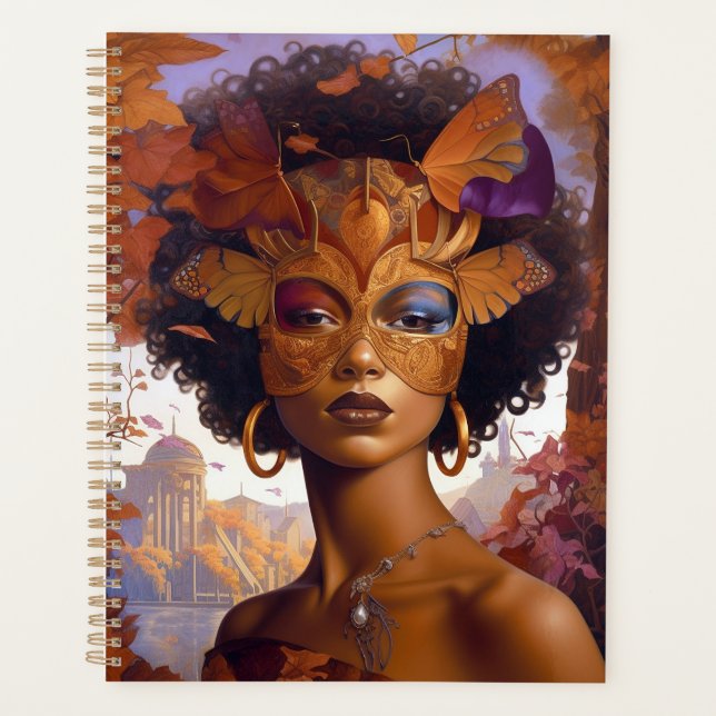 Lady Wear Mask Black Fantasy Art Planer (Vorderseite)