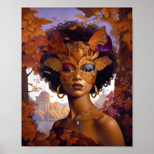 Lady Wear Mask Black Fantasy Art Poster