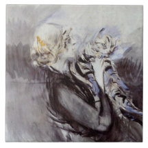Lady with a Gray Cat (von Giovanni Boldini)