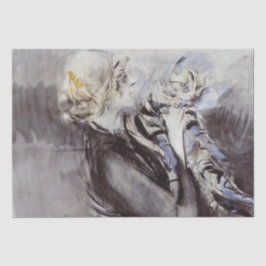 Lady with a Gray Cat (von Giovanni Boldini) Seidenpapier