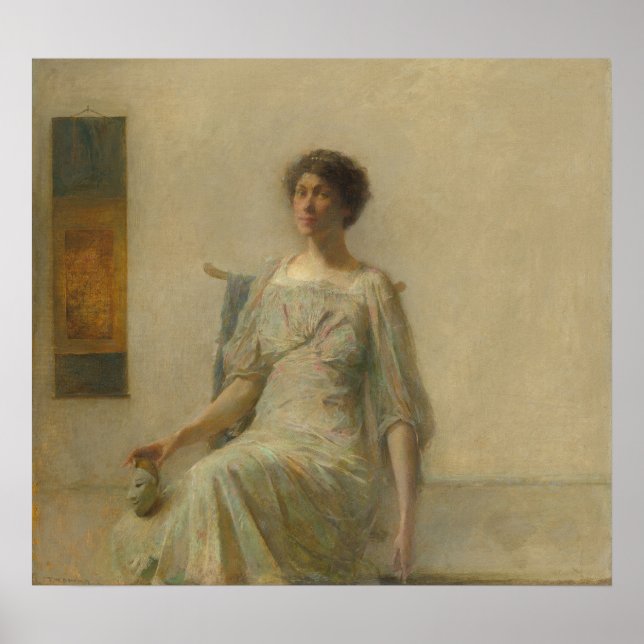 Lady with a Mask - Thomas Dewing Fine Art Poster (Vorne)