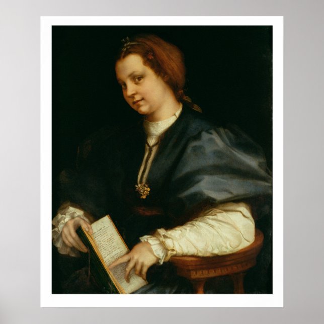 Lady with Book of Verse by Petrarch, c.1514 (oil o Poster (Vorne)
