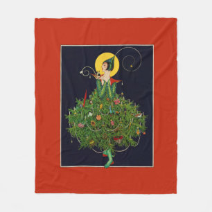 LADY with CHRISTMAS GIFTS ART DECO SCHÖNHEIT Fleecedecke