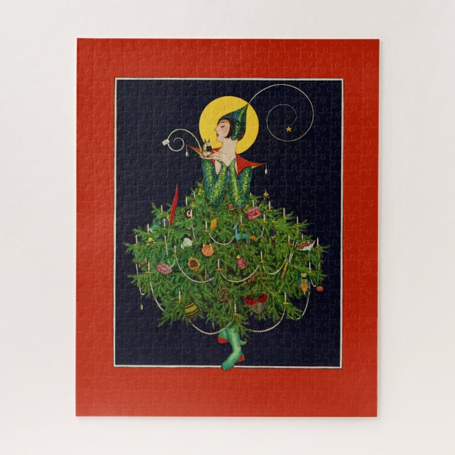 LADY with CHRISTMAS GIFTS ART DECO SCHÖNHEIT Puzzle (Vertikal)
