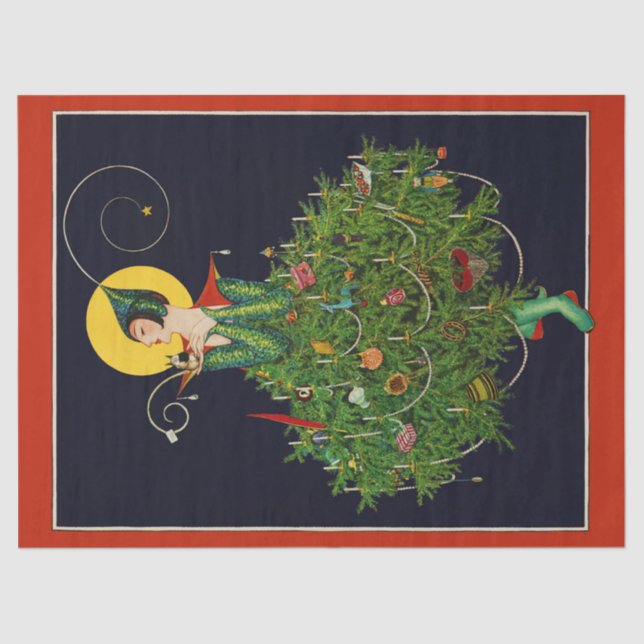 LADY with CHRISTMAS GIFTS ART DECO SCHÖNHEIT Seidenpapier (Vorderseite)