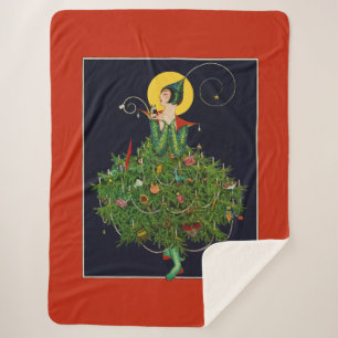 LADY with CHRISTMAS GIFTS ART DECO SCHÖNHEIT Sherpadecke