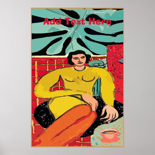 Lady with Coffee Cup, editieren Text Poster (Vorne)