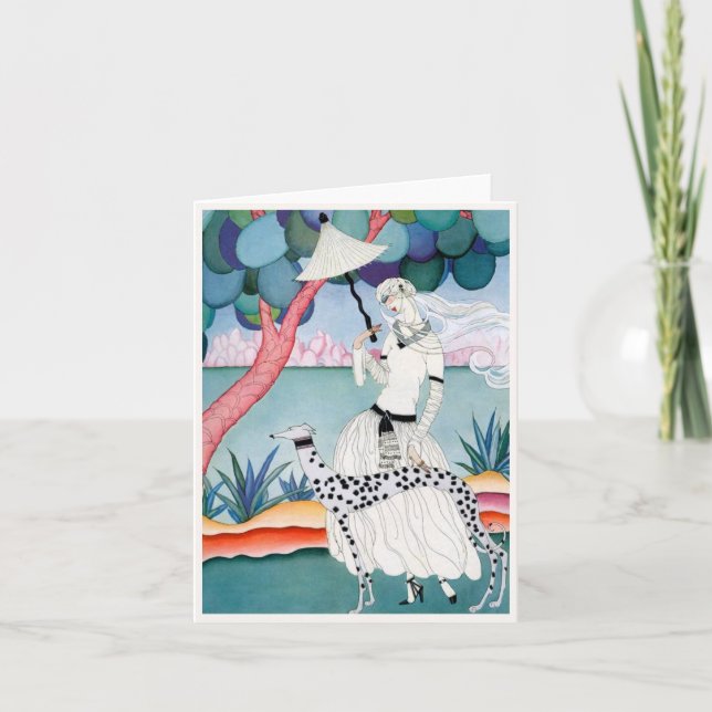 Lady with Dalmatian Dog - Helen Dryden Karte (Vorderseite)