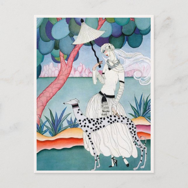 Lady with Dalmatian Dog - Helen Dryden Postkarte (Vorderseite)