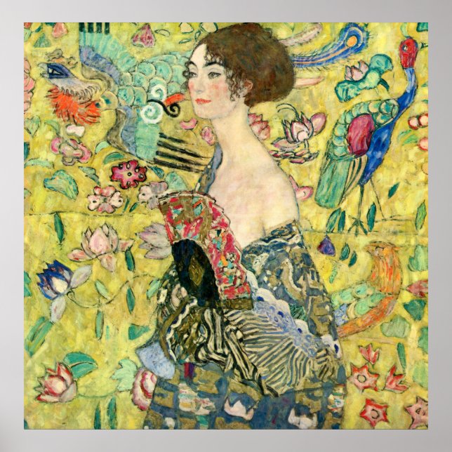 Lady with Fan - Gustav Klimt Poster (Vorne)