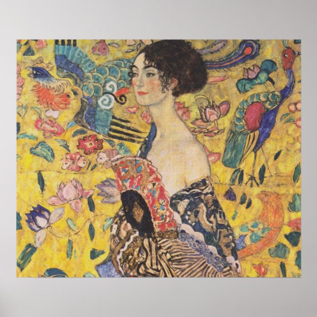 Lady with Fan - Gustav Klimt Poster (Vorne)