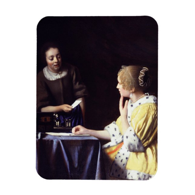 Lady with Maidservant Holding Letter von Vermeer Magnet (Vertikal)