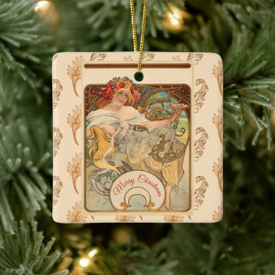 Lady with Poppies in Her Hair, Christmas tree Keramikornament