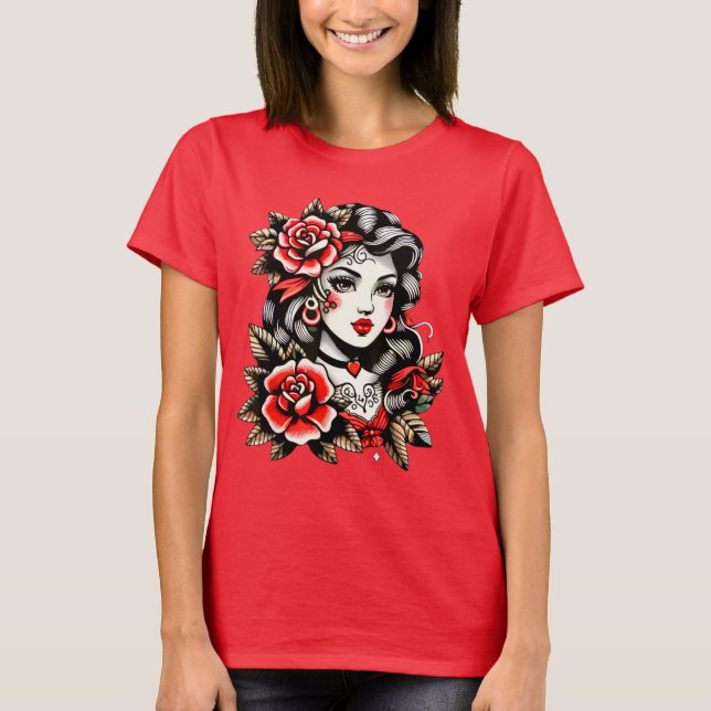 Lady with Roses T-Shirt (Vorderseite)