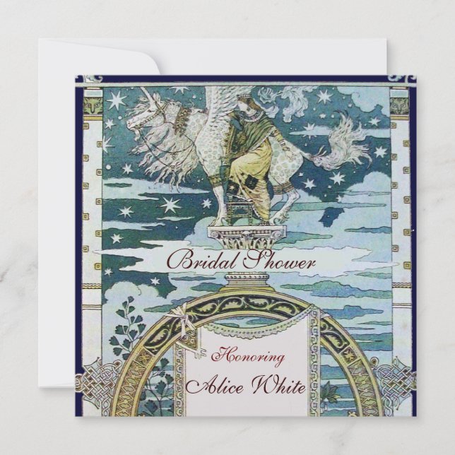 LADY WITH UNICORN BRAUTPARTY PARTY Champagne Einladung (Vorderseite)