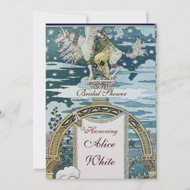 LADY WITH UNICORN BRAUTPARTY PARTY Champagne Einladung (Vorderseite)