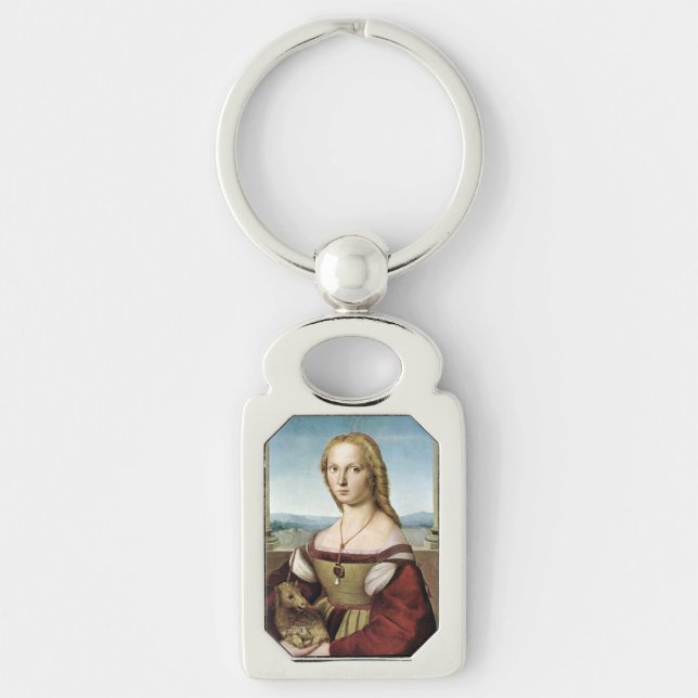 Lady with Unicorn - Raphael - c1506 Schlüsselanhänger (Vorderseite)