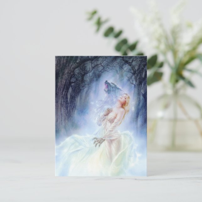 Lady Wolf Fantasy Art Postcard Postkarte (Stehend Vorderseite)