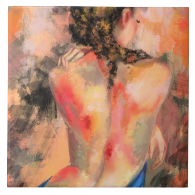 Lady Woman Body Keramik Tile - Malerei Fliese (Vorderseite)