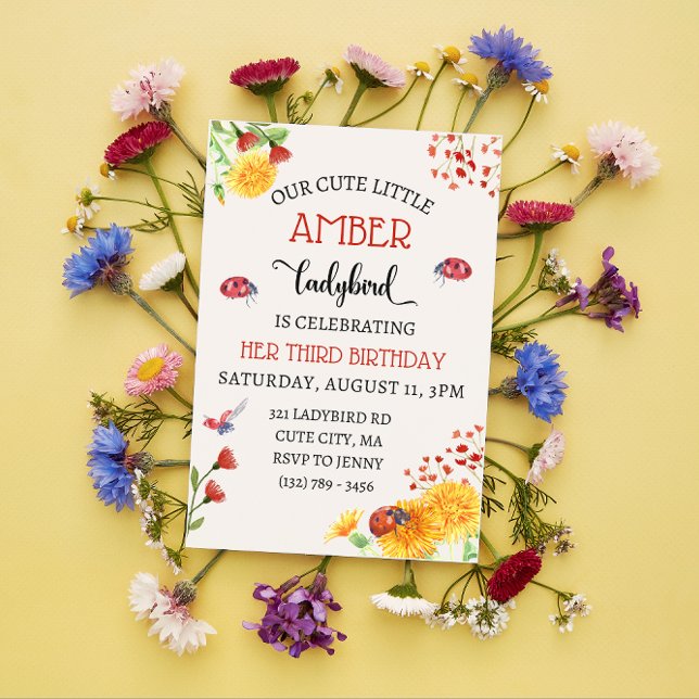 Ladybird Baby Girl Niedlich Frühjahr Sommer Geburt Einladung (Von Creator hochgeladen)