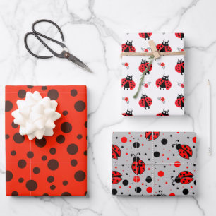 Ladybird Beetles Einzigartiges Schwarzes Tierinsek Geschenkpapier Set