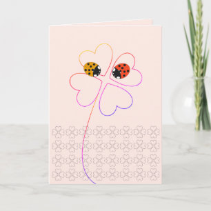 Ladybird Heart Clover Pink Herzlichen Glückwunsch  Karte