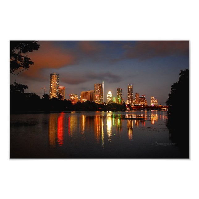 Ladybird Lake Austin Texas Night Skyline Fotodruck (Vorne)