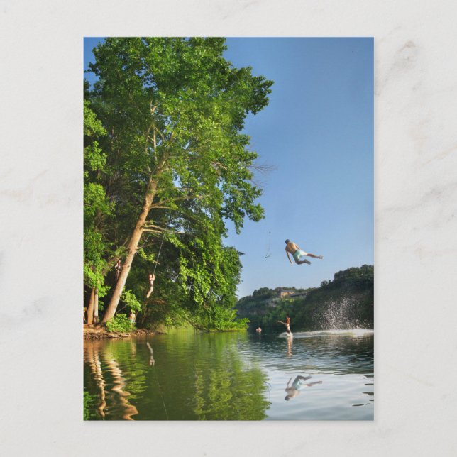 Ladybird Lake Rope Swing - Austin Texas Postkarte (Vorderseite)