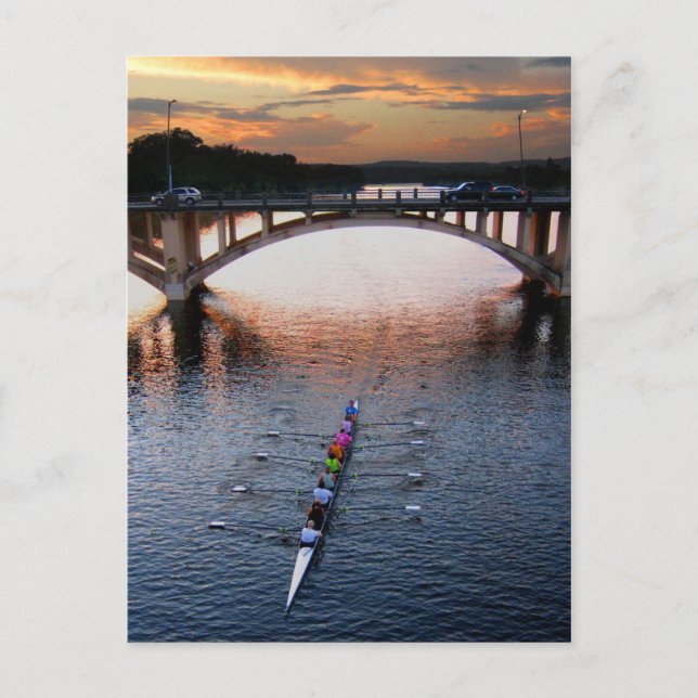 Ladybird Lake Rowing Scully Sunset - Austin Texas Postkarte (Vorderseite)
