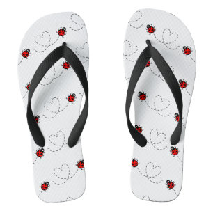 Ladybird Pattern Flip Flops