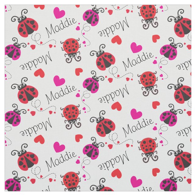Ladybirds Ladybug Rosa individuelle Name Muster Stoff (Muster)