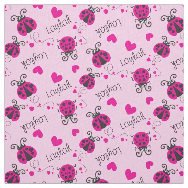 Ladybirds Ladybug Rosa individuelle Name Muster Stoff (Muster)