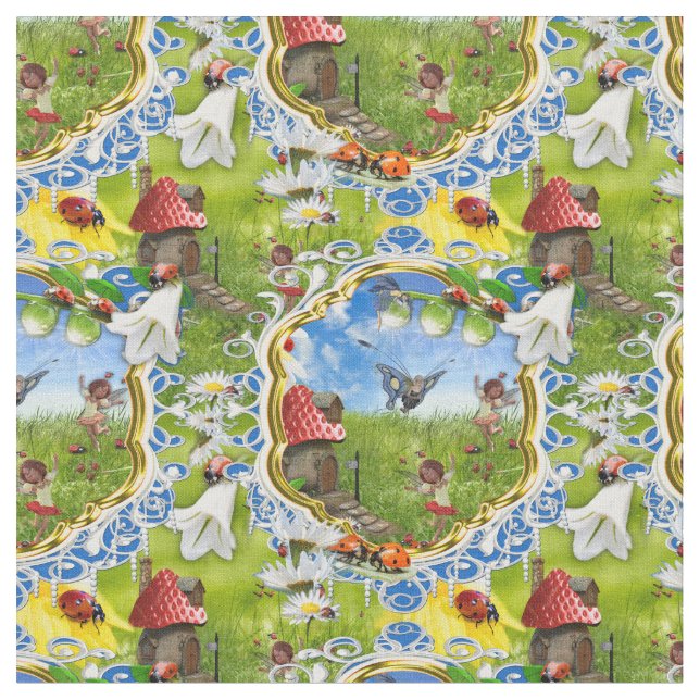 LADYBIRDS UND BUTTERFLIS STOFF (Nahaufnahme)