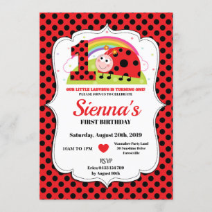 Ladybug 1st Birthday Invitations Girl Einladung