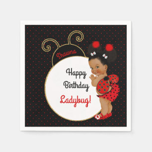 Ladybug African American Baby Girl Red & Black Serviette