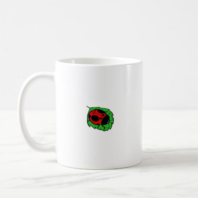 Ladybug am grünen Leaf Mini lächeln - Tasse (Links)