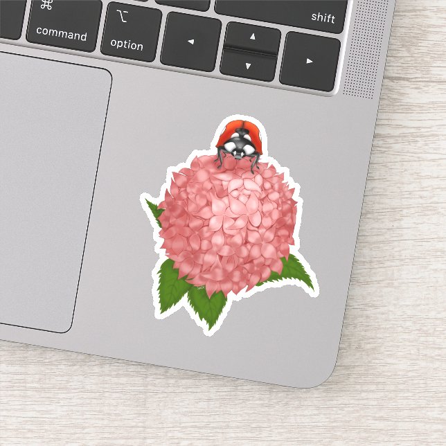 Ladybug auf Blume Vinyl Stickers Aufkleber (Detail)