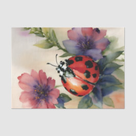 Ladybug auf Blume Wasserfarben Kunst Seidenpapier