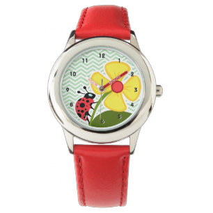 Ladybug auf Celadon Zickzack Armbanduhr