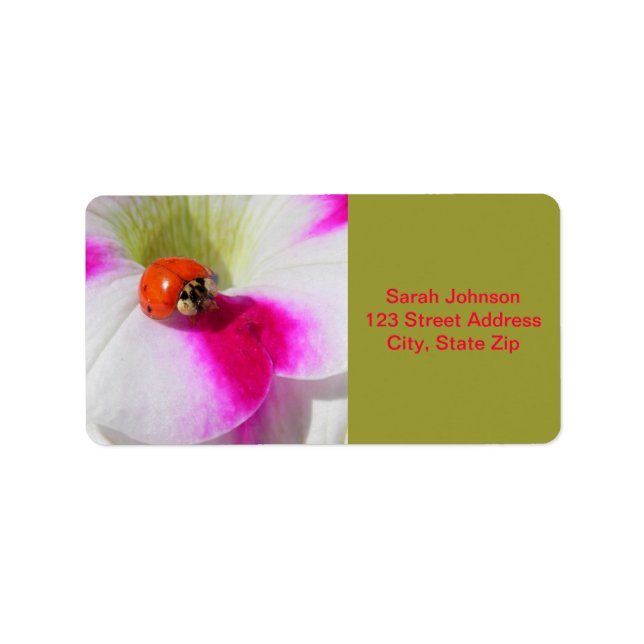 Ladybug auf den Petunia-Labels Adressaufkleber (Vorne)