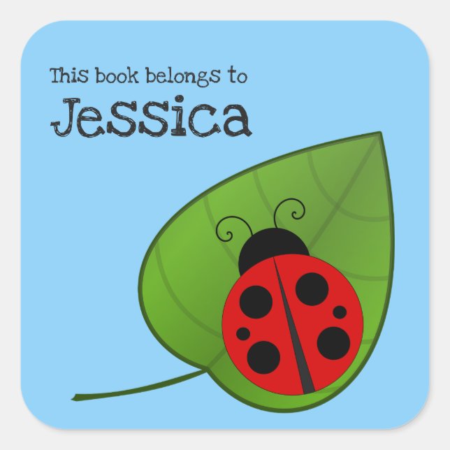 Ladybug auf der Linken Dieses Buch gehört zu Buchz Quadratischer Aufkleber (Vorderseite)