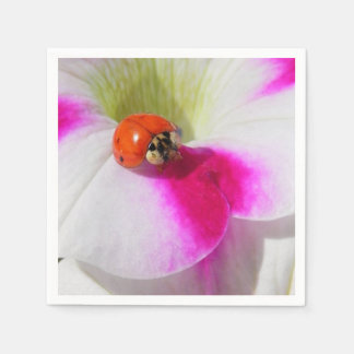 Ladybug auf der Petunia Serviette