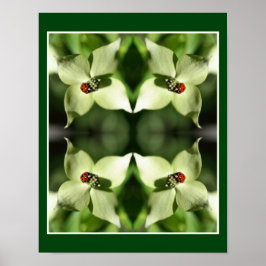 Ladybug auf der Weißen Dogwood-Blume Natur Abstrak Poster