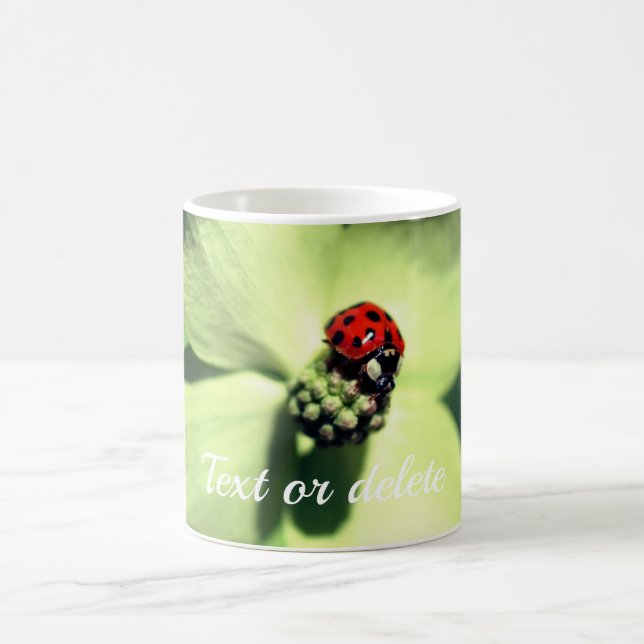 Ladybug auf Dogwood-Blume Personalisiert Kaffeetasse (Mittel)