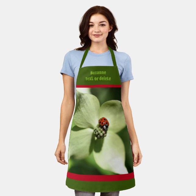 Ladybug auf Dogwood-Blume Personalisiert Schürze (Getragen)