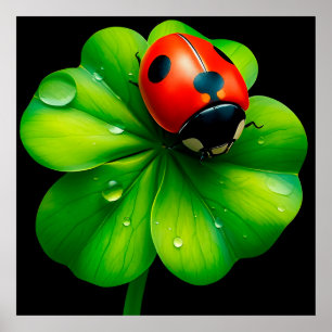 Ladybug auf einem Taubenleder Poster
