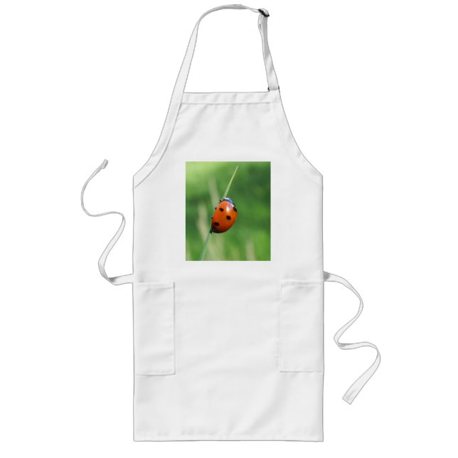 Ladybug auf einer Grashalde-Schürze Lange Schürze (Vorne)